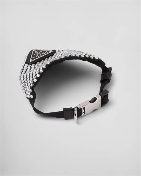 prada crystal-studded satin pet collar|PRADA Crystal.